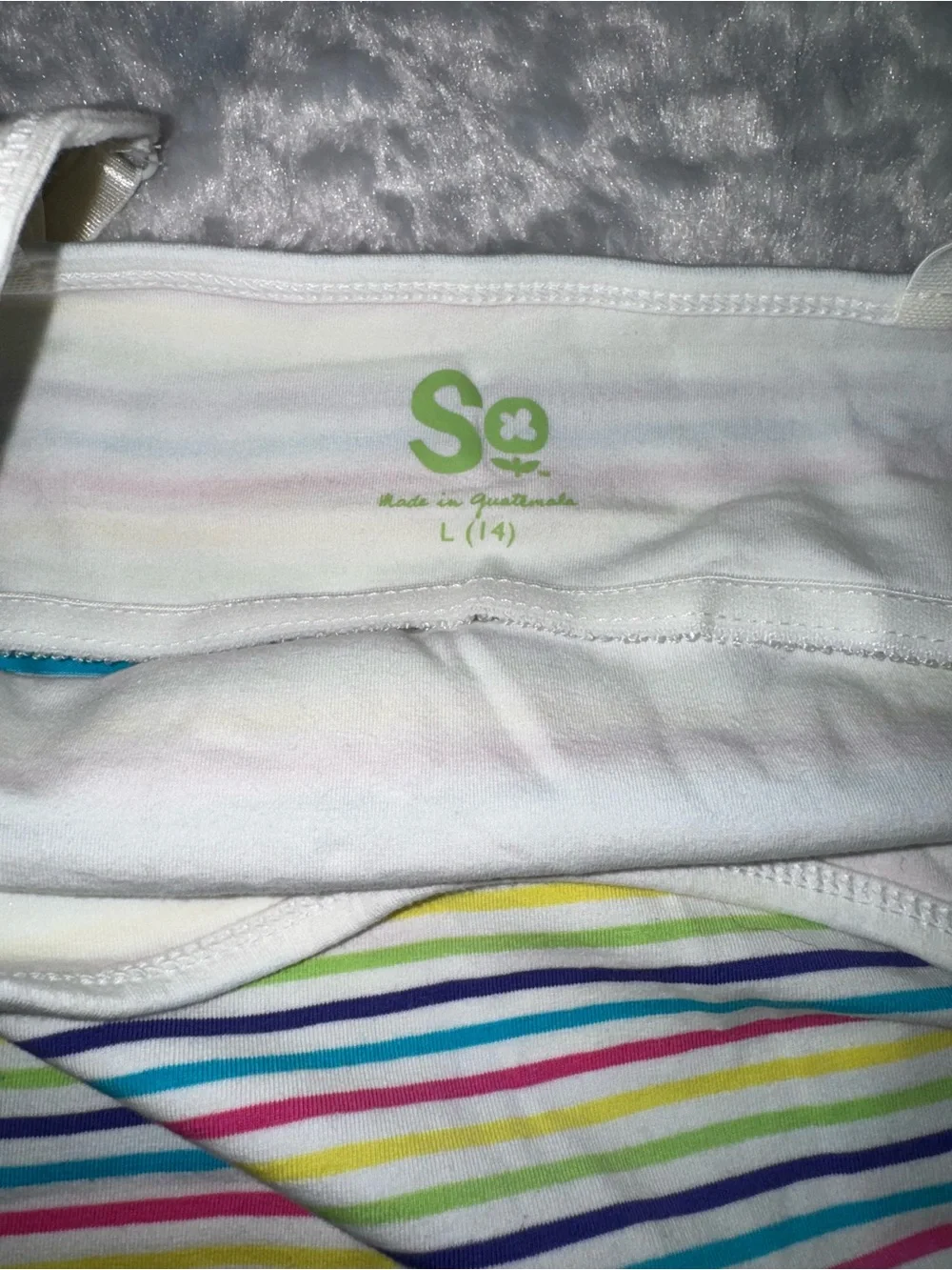 SO Girls White Rainbow Striped Tank Top